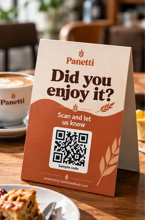 Table tent on every table - Panetti