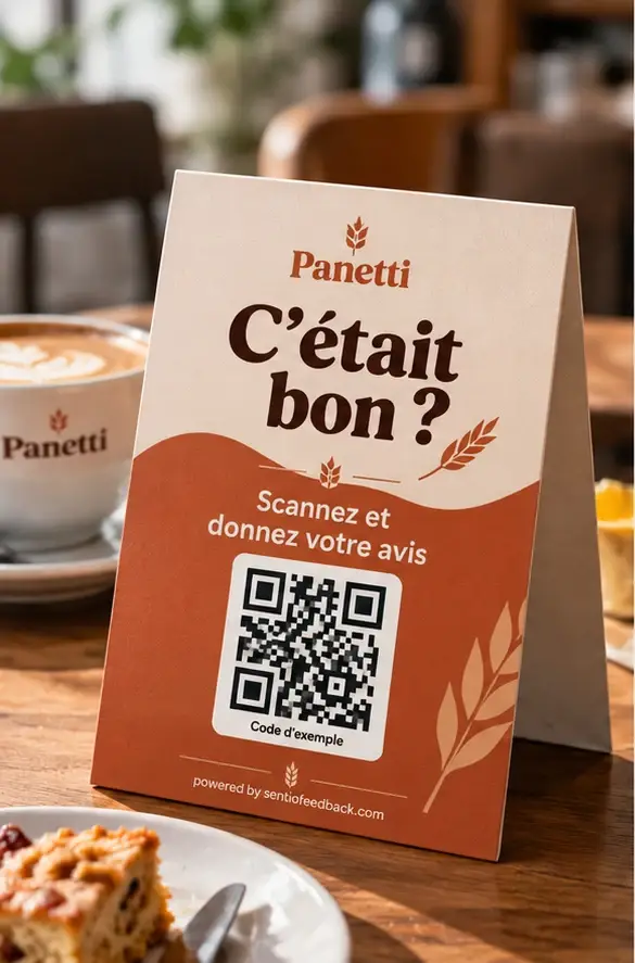 Chevalet sur chaque table - Panetti