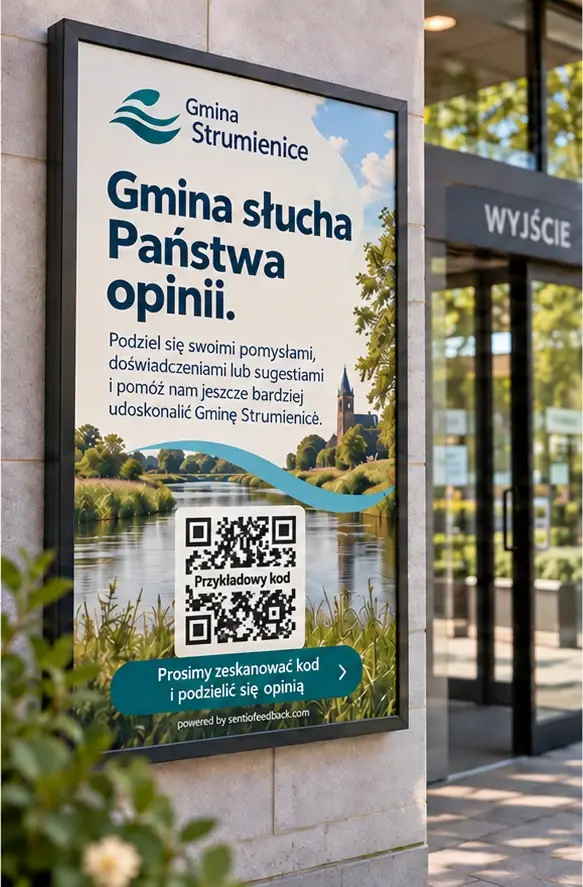 Plakat przy wyjściu - Gmina Strumienice