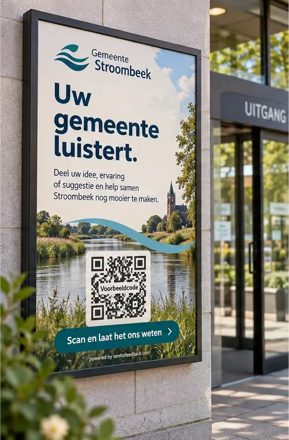 Poster bij de uitgang - Gemeente Stroombeek