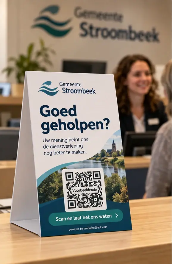 Bordje aan het loket - Gemeente Stroombeek