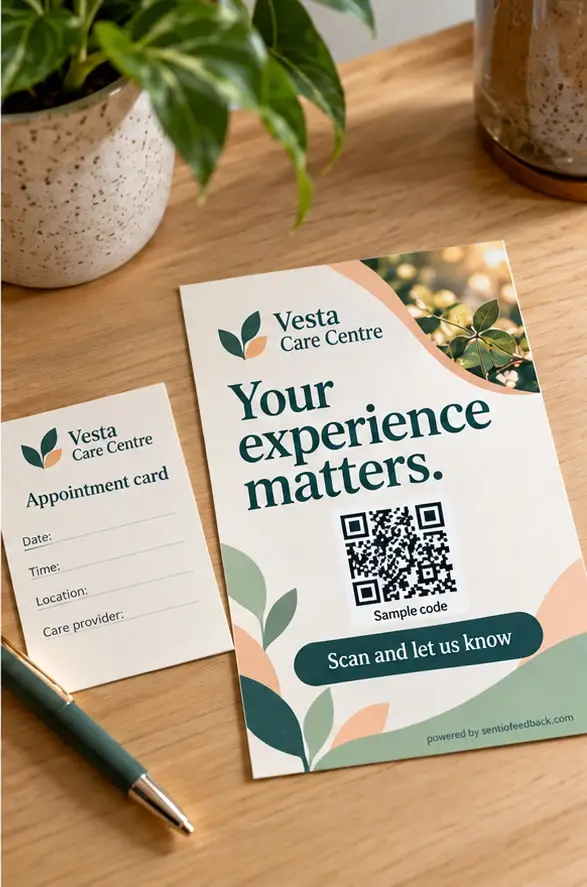 Flyer with the appointment card - Vesta Care Centre