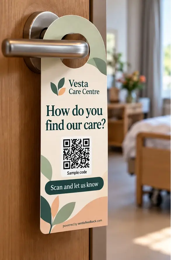 Door hanger on the room door - Vesta Care Centre