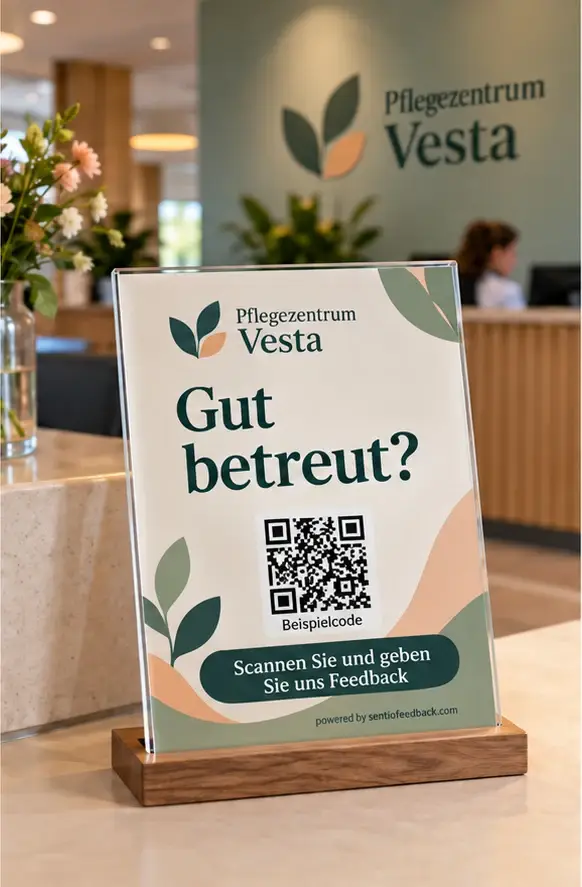 Aufsteller am Empfang - Pflegezentrum Vesta