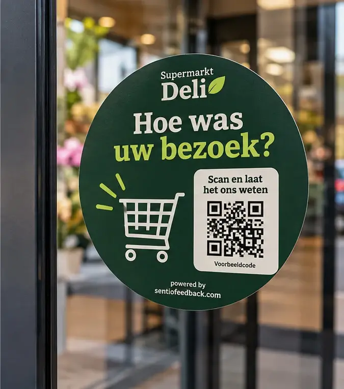 Raamsticker aan de ingang - Supermarkt Deli