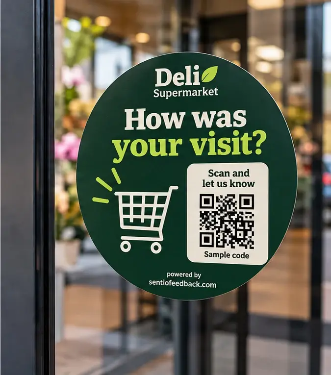 Window sticker at the entrance - Deli Supermarket