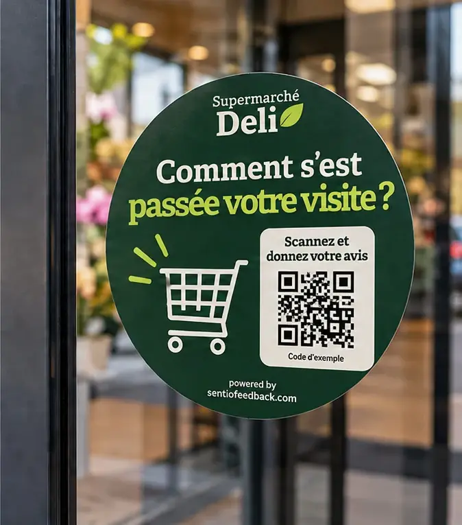 Autocollant sur la vitrine - Supermarché Deli